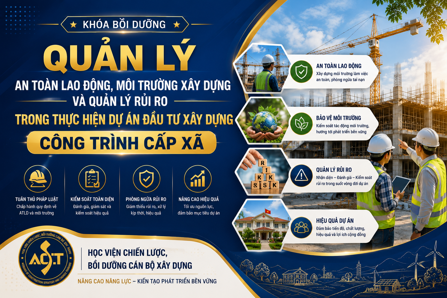 Quản lý an toàn lao động, môi trường xây dựng và quản lý rủi ro trong thực hiện dự án đầu tư xây dựng công trình cấp xã QLATLD-QLRR